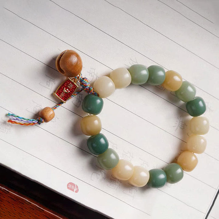 Buddha Stones Natural Gradient Bodhi Seed Wisdom Wooden Fish Drum Charm Bracelet - image 2