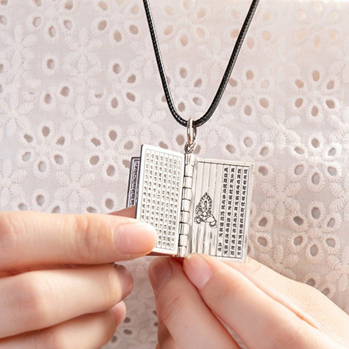 Buddha Stones 990 Sterling Silver Heart Sutra Great Compassion Shurangama Mantra Lotus Vajra Peace Necklace Pendant - image 6