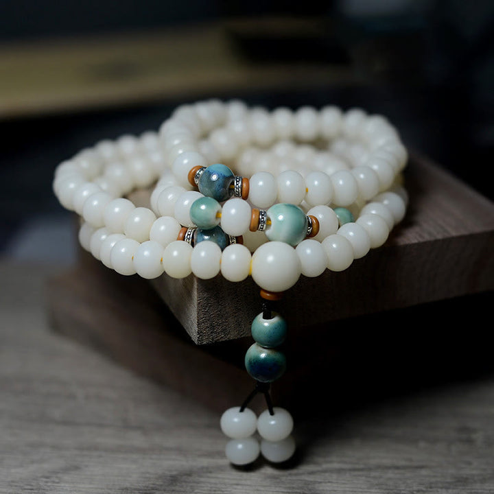 Buddha Stones 108 Mala Beads Bodhi Seed Keep Away Evil Spirits Calm Bracelet - 7*9mm - image 0