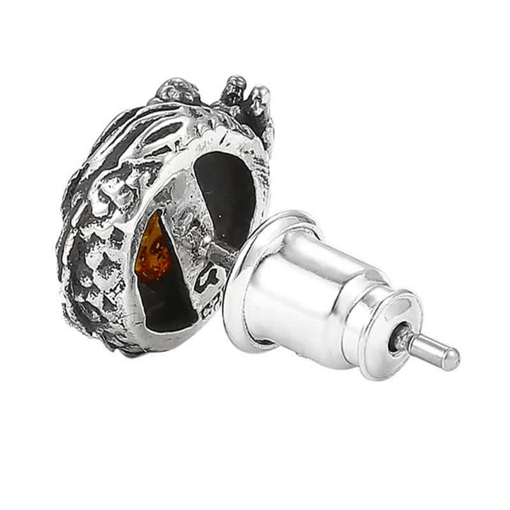 Buddha Stones 925 Sterling Silver Natural Amber Dragon Success Protection Stud Earring - image 8