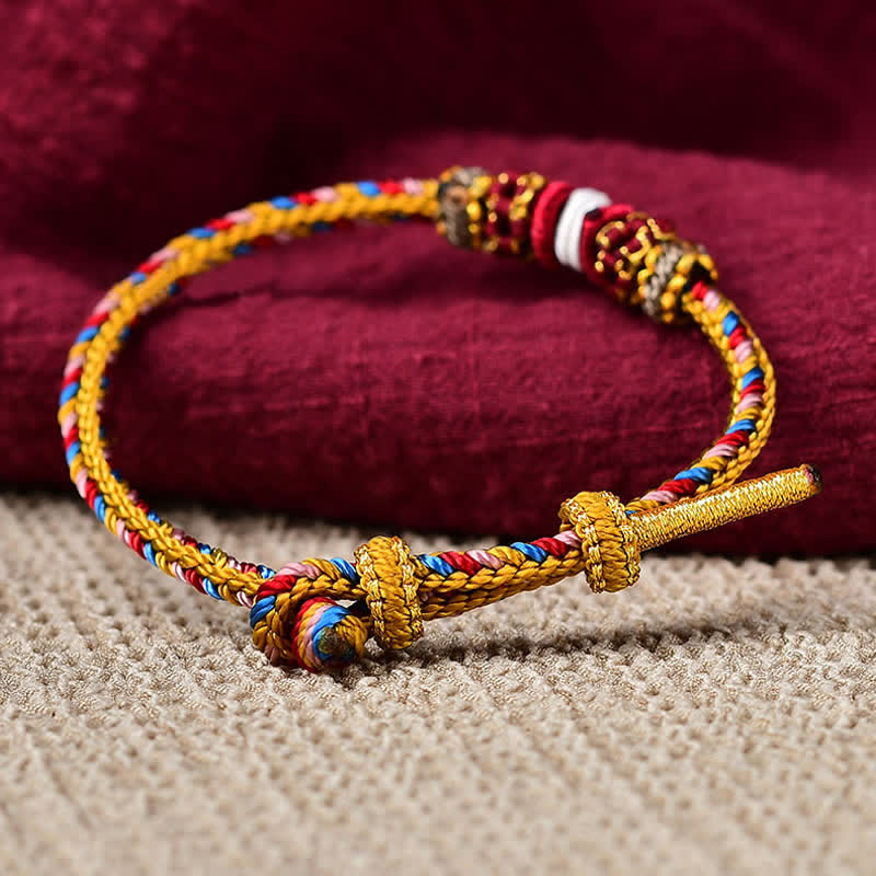 Buddha Stones Handmade Dunhuang Color Luck Braid String Bracelet - image 12