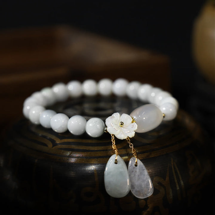 Buddha Stones Natural White Jade Luck Bracelet - image 4