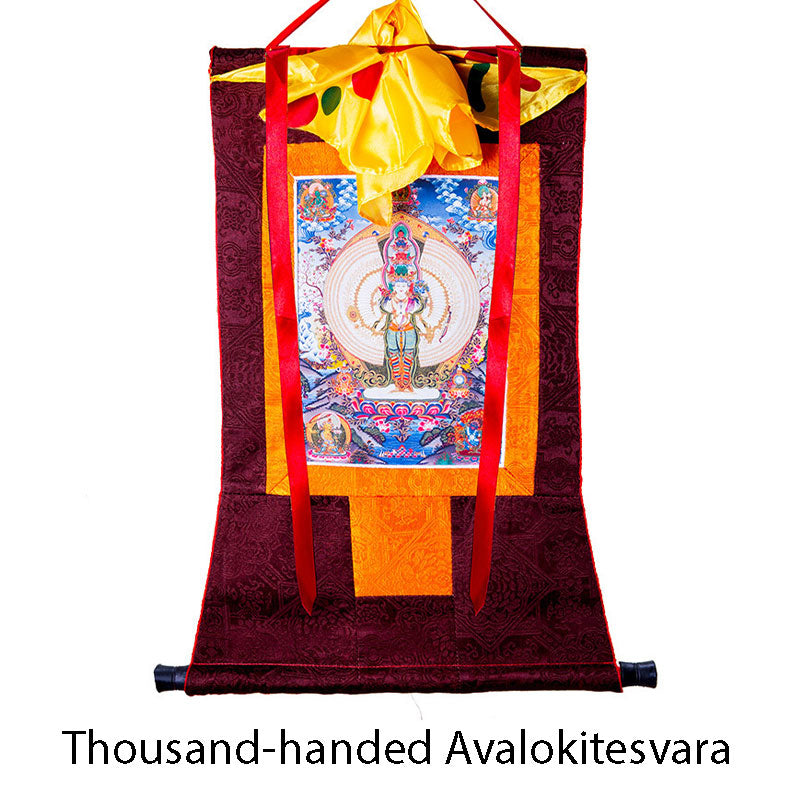 Buddha Stones Tibetan Thousand-handed Avalokitesvara Framed Thangka Blessing Decoration - image 11