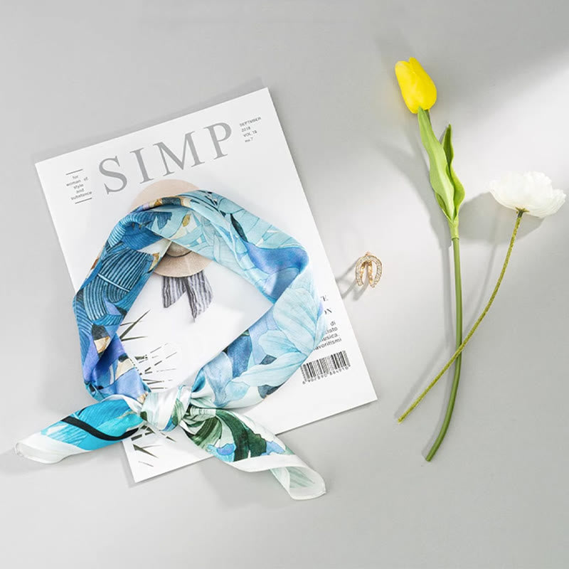 Buddha Stones Jungle Oil Painting Auspicious Clouds 100% Mulberry Silk Scarf Premium Grade 6A Double-sided Silk Neck Scarf - image 14