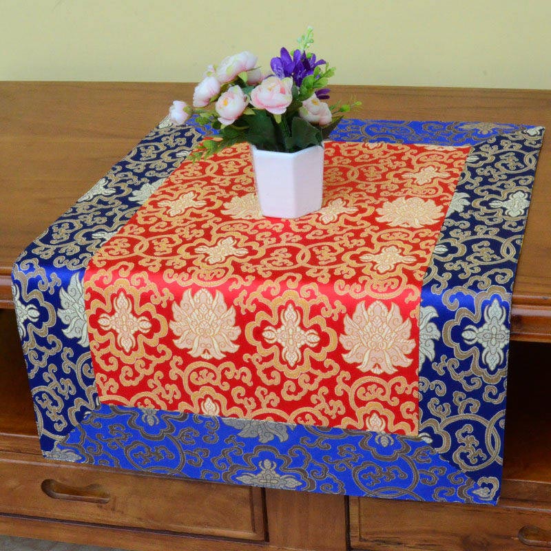 Brocade Prayer Altar Flower Vajra Dragon Pattern Auspicious Symbols Table Runner - image 18
