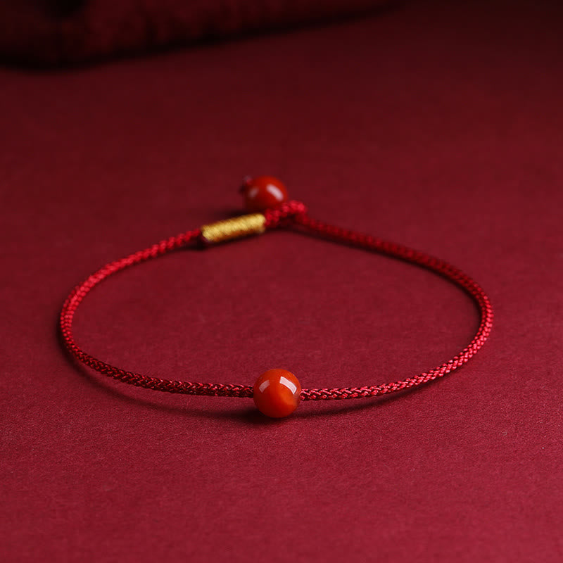 Buddha Stones Natural Cinnabar Red Agate Blessing Red String Bracelet - Red Agate(Confidence♥Calm) - 18cm - image 10