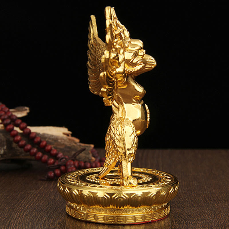Buddha Stones Tibetan Gold Garuda Bird Alloy Protection Home Decoration - image 6