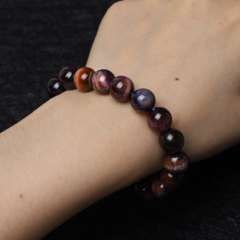 Buddha Stones Natural Purple Tiger Eye Protection Strength Bracelet - 10mm - image 6