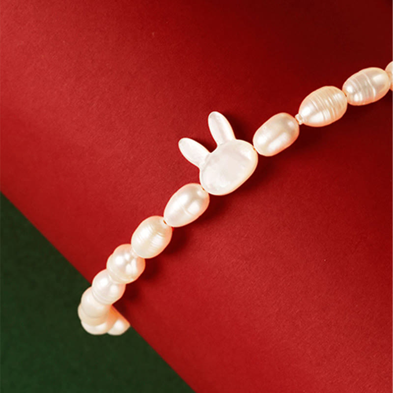 Buddha Stones Natural Pearl Cute Rabbit Sincerity Bracelet - image 7