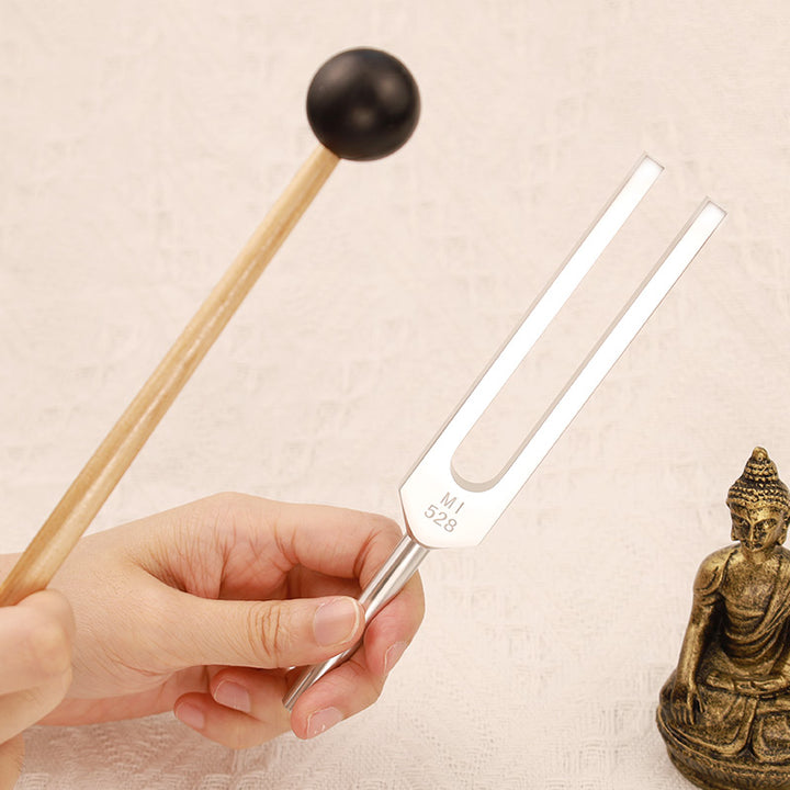 Buddha Stones Tuning Fork 528HZ Aluminum Alloy for Chakra and Sound Therapy Ornament Decoration With a Mallet - Tuning Fork - image 0