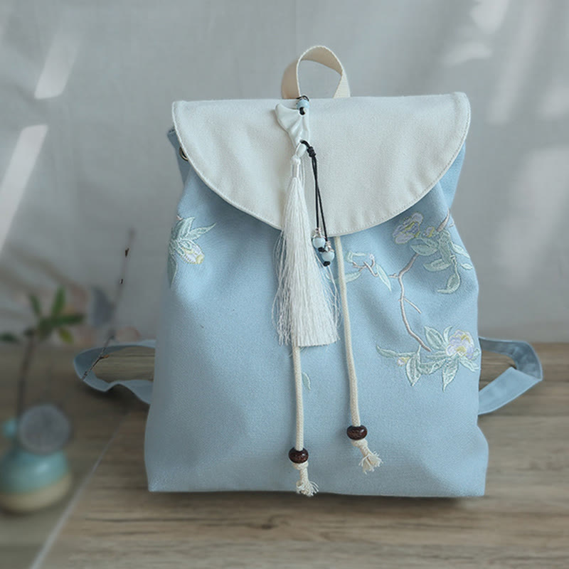 Buddha Stones Handmade Embroidered Large Capacity Canvas Backpack - image 29