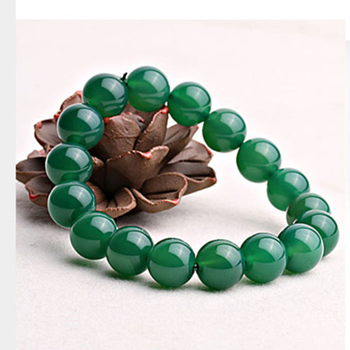 Buddha Stones Natural Green Agate Support Bracelet - 14mm - image 0