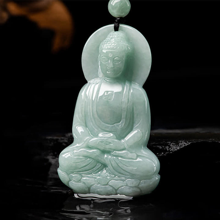 Buddha Stones Amitabha Buddha Jade Amulet Compassion String Necklace - image 9
