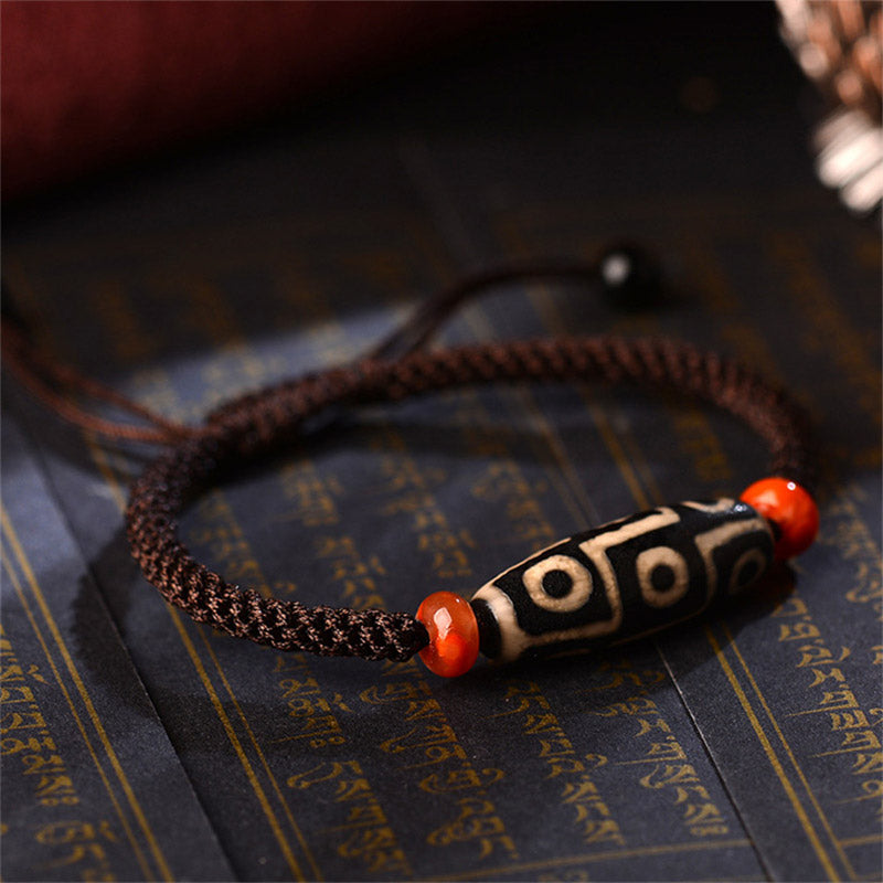 Buddha Stones Tibetan Nine-Eye Dzi Bead Prosperity String Bracelet - image 3