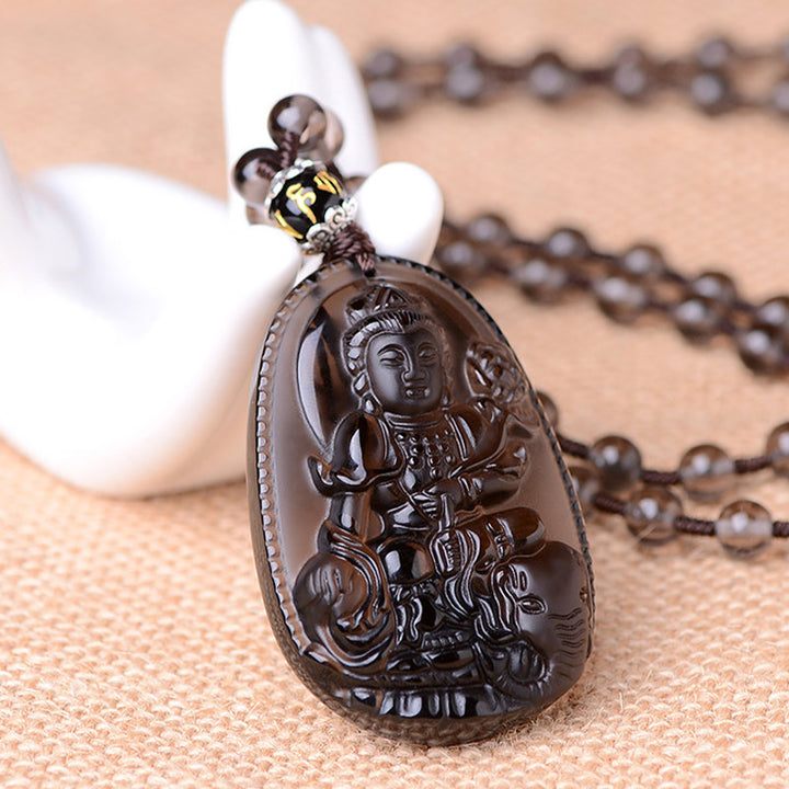 Buddha Stones Chinese Zodiac Obsidian Protection Necklace - L-Dragon & Snake - image 4