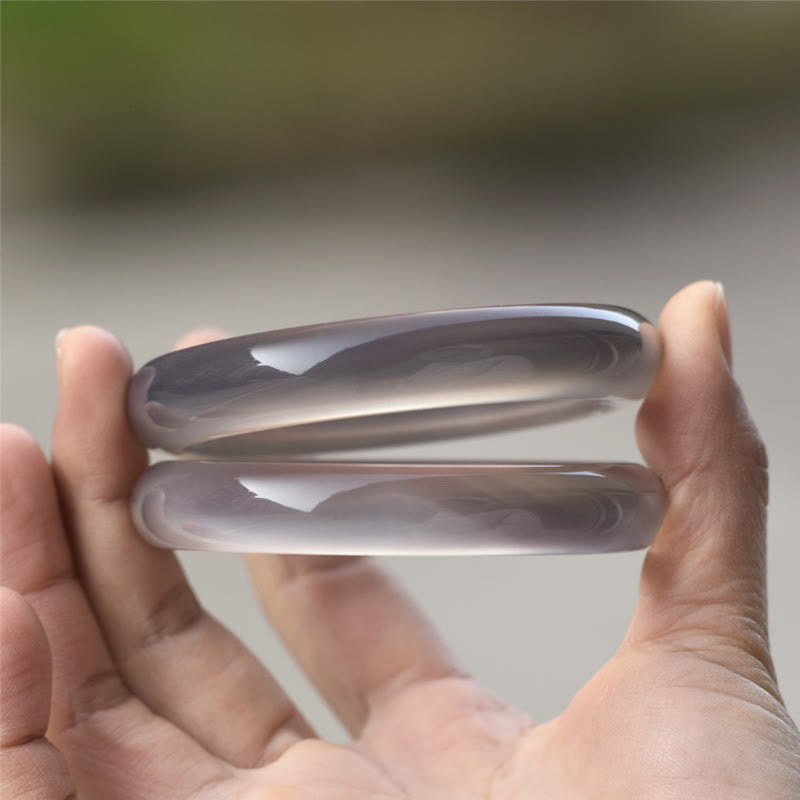 Buddha Stones Natural Gray Chalcedony Harmony Bangle Bracelet - image 3