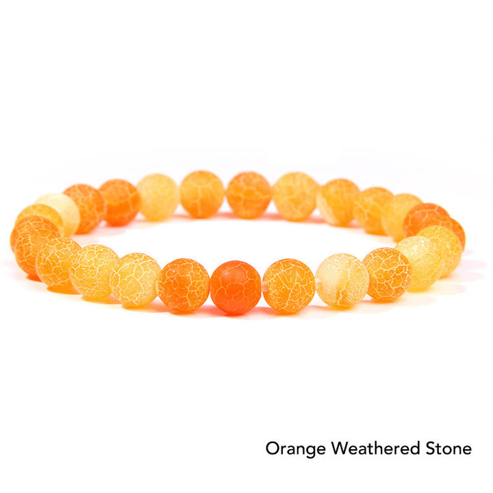 Natural Agate Stone Crystal Balance Beaded Bracelet - Orange Weathered Stone - image 62