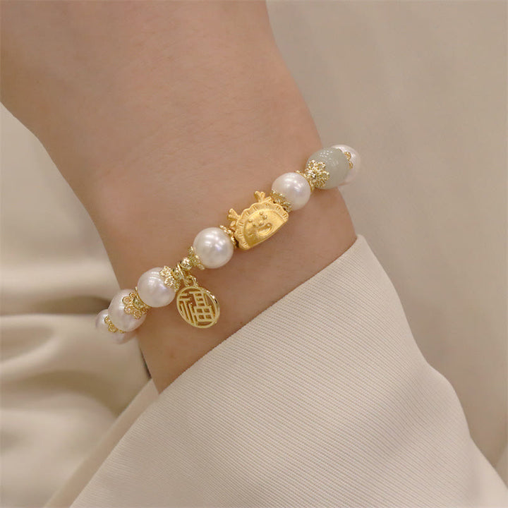 Buddha Stones Year Of The Dragon Red Agate Strawberry Quartz Black Obsidian Jade Garnet Pearl Cinnabar Dumpling Dragon Luck Fu Character Bracelet - image 29