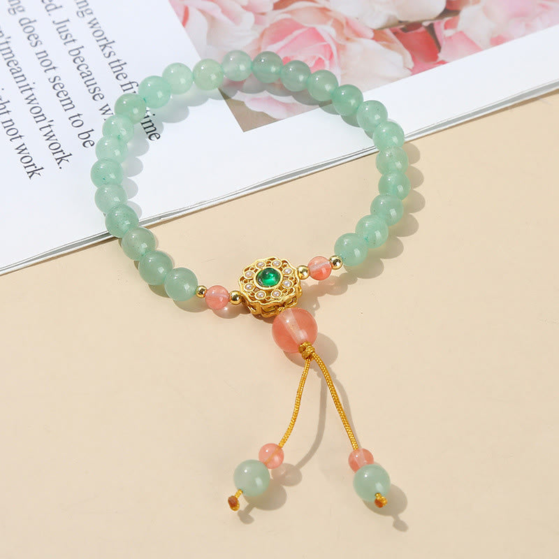 Buddha Stones Green Aventurine Luck Bead Tassel Bracelet - image 1