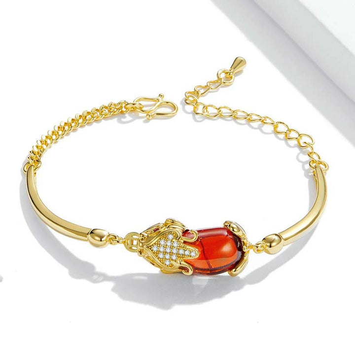 FengShui Golden Red Agate PiXiu Wealth Luck Bracelet - image 1