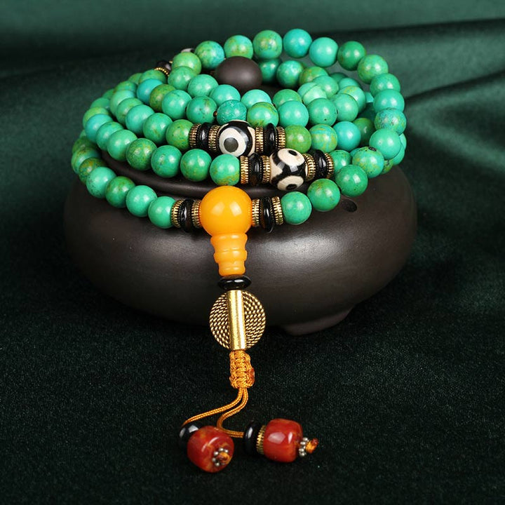Buddha Stones Tibetan Turquoise Mala Balance Necklace Bracelet - image 0