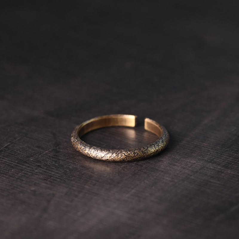 Buddha Stones Tibetan Vintage Texture Design Copper Luck Couple Ring - image 10