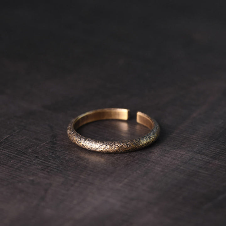 Buddha Stones Tibetan Vintage Texture Design Copper Luck Couple Ring - image 10