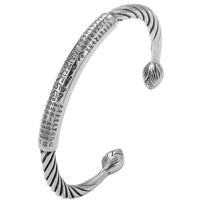 Buddha Stones Tibetan Om Mani Padme Hum Heart Sutra Purity Cuff Bracelet - image 10