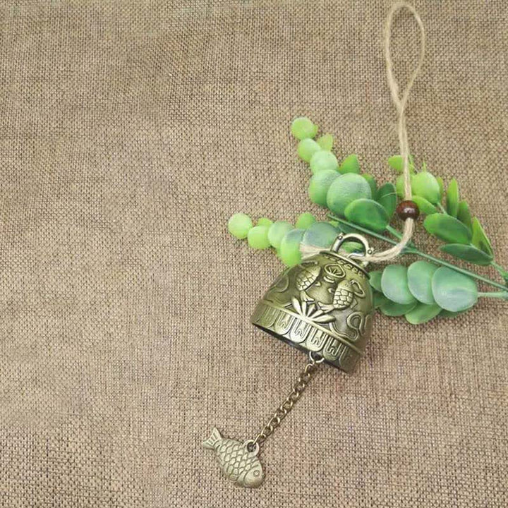 Buddha Stones Feng Shui Buddha Koi Fish Dragon Elephant Wind Chime Bell Luck Wall Hanging Decoration - image 5