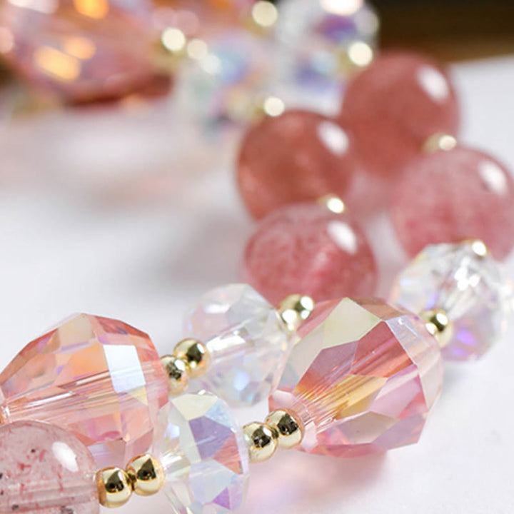 Buddha Stones Strawberry Quartz Zircon Flower Healing Double Wrap Bracelet - image 6