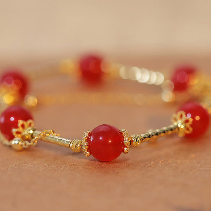 Buddha Stones Red Agate Fu Character Charm Self-acceptance Bracelet - image 4