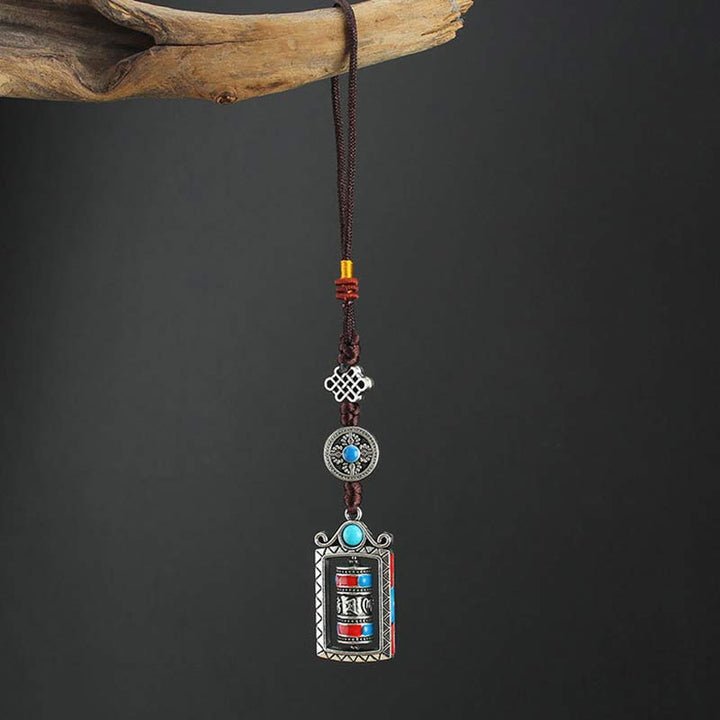 Buddha Stones Six True Words Prayer Wheel Rotation Knot Blessing Keychain Decoration - image 2