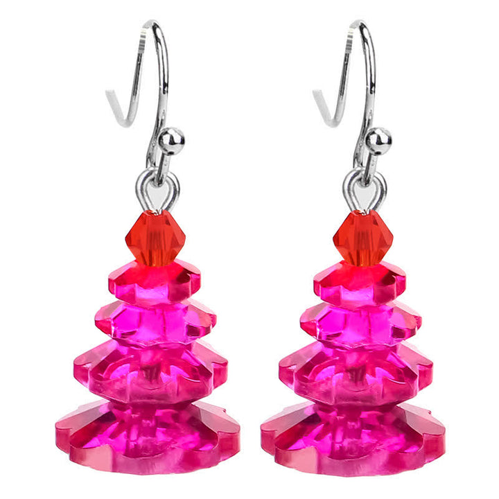 Various Crystals Christmas Tree Amethyst Peace Healing Drop Earrings - Rose Red - image 17