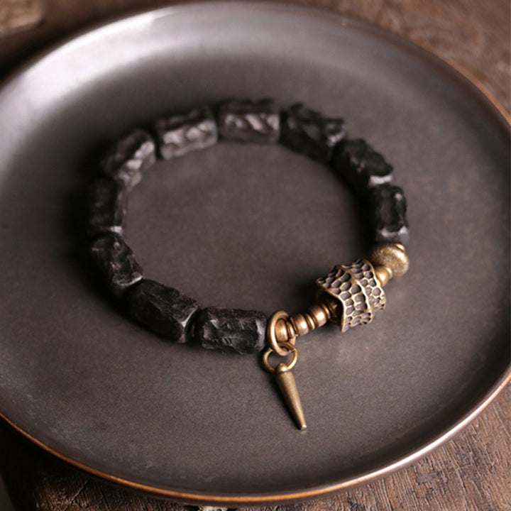Buddha Stones Ebony Wood Copper Balance Protection Couple Bracelet - image 7