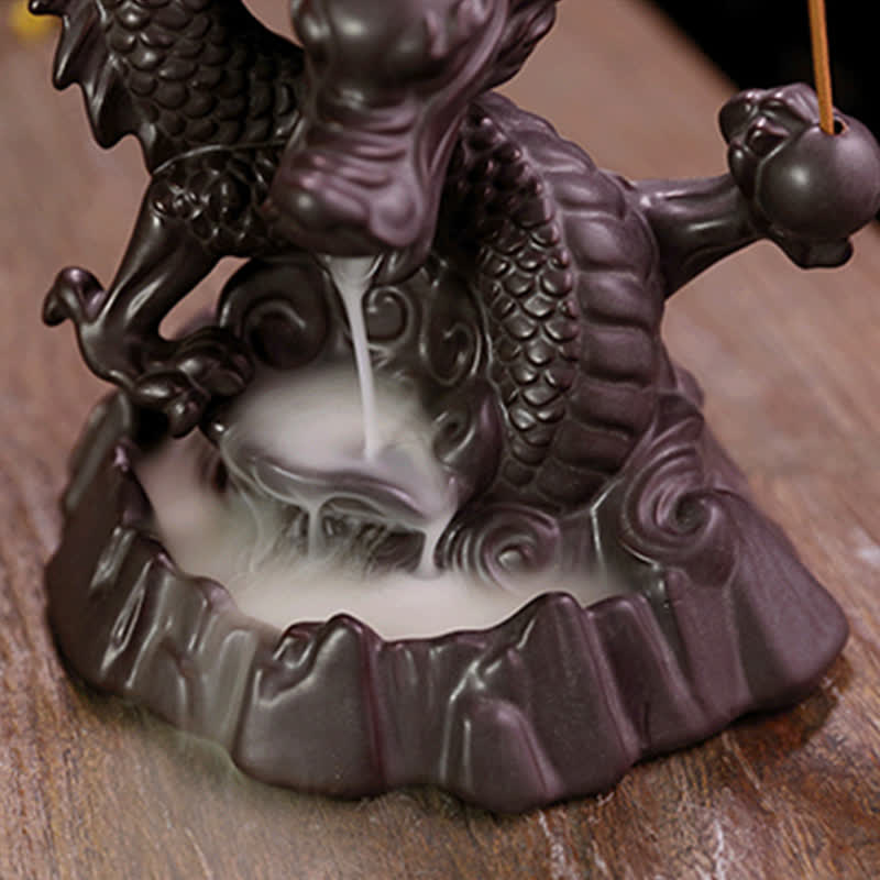 Buddha Stones Auspicious Dragon Ceramic Backflow Smoke Fountain Meditation Healing Incense Burner Led Ball Decoration - image 15