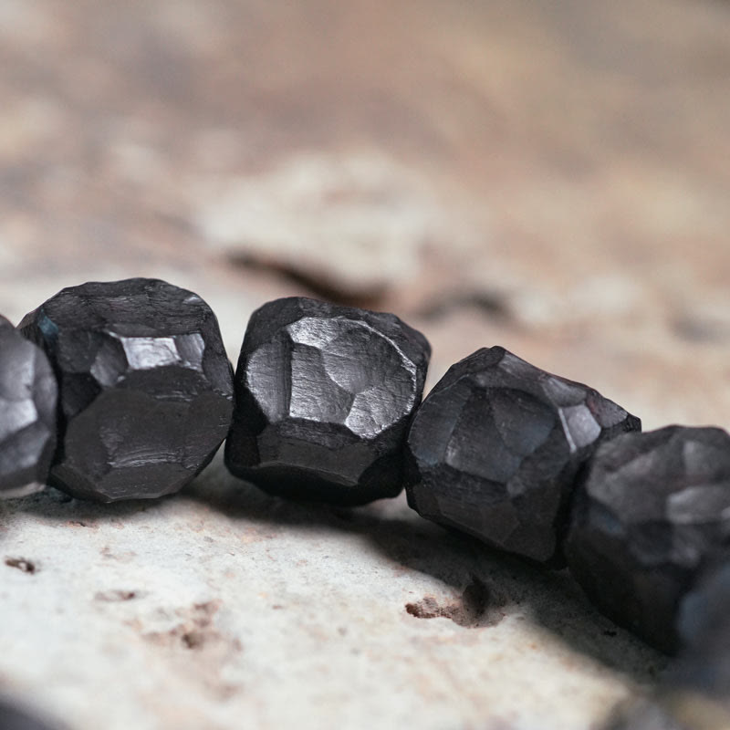 Buddha Stones Tibet Ebony Wood Copper Peace Tassel Wrist Mala Bracelet - image 2