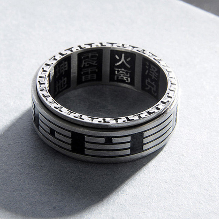 Buddha Stones Bagua Yin Yang Titanium Steel Balance Rotatable Ring - image 9