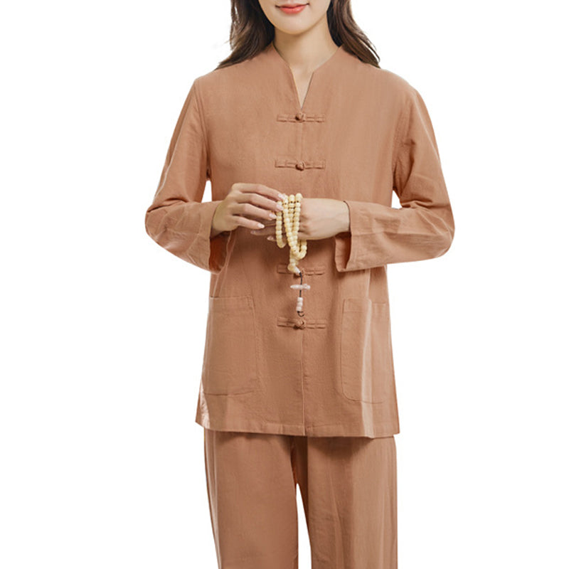 Buddha Stones Spiritual Zen Practice Yoga Meditation Prayer Uniform Cotton Linen Clothing Women's Set - image 12