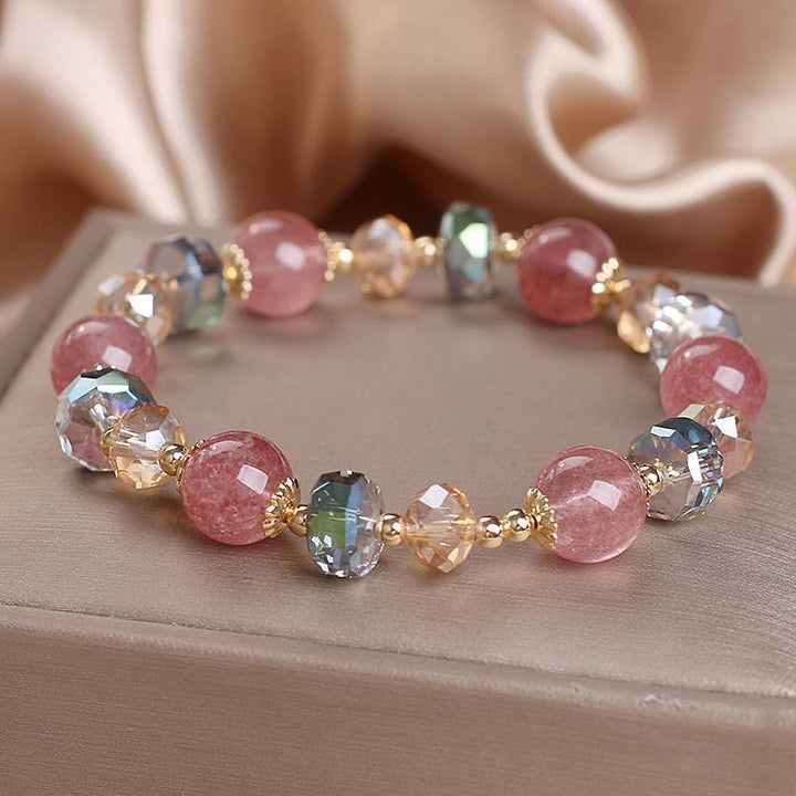Buddha Stones Natural Strawberry Quartz Colorful Crystal Positive Bracelet - image 2