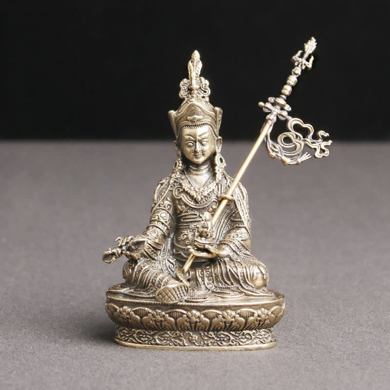 Buddha Stones Padmasambhava Buddha Figure Serenity Copper Statue Decoration Temple Ornament - 41*66mm - image 0