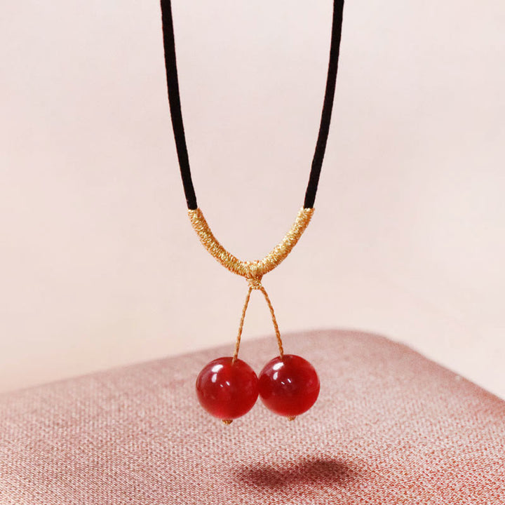 Buddha Stones Natural Red Agate Chalcedony Self-acceptance Confidence String Bead Bracelet Necklace Pendant - 8mm Two Red Agate Necklace - image 13