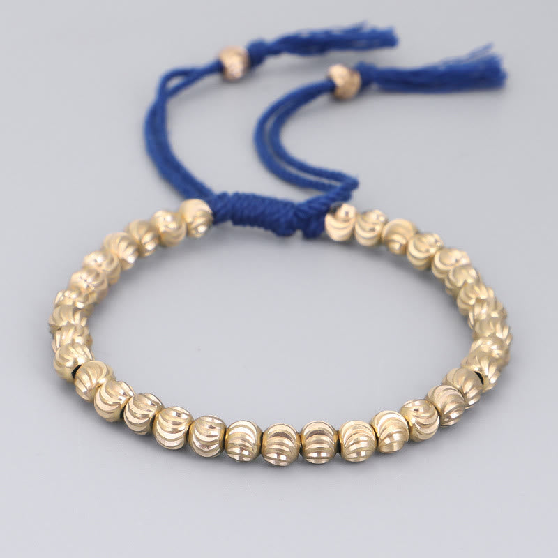 Buddha Stones Tibetan Handmade Copper Bead Luck String Bracelet - Blue(Wrist Circumference 14-26cm) - image 2