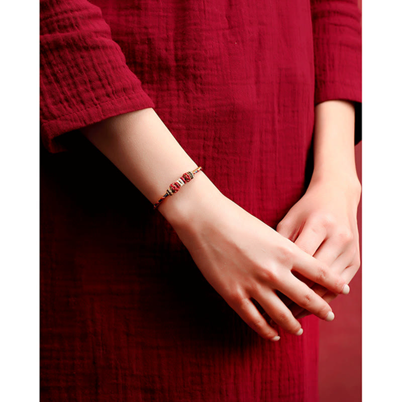 Buddha Stones Handmade Dunhuang Color Luck Braid String Bracelet - image 11