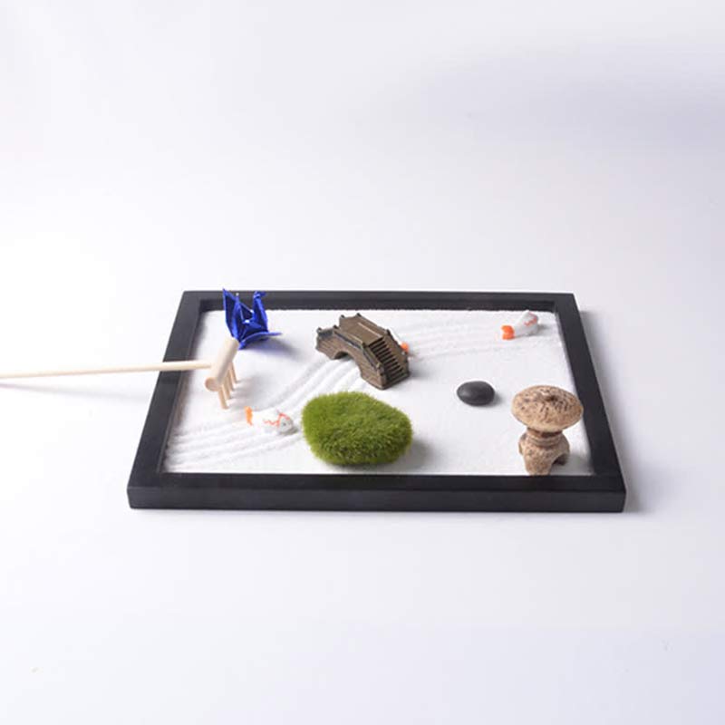 Buddha Stones Koi Fish Small Bridge Grass Landscape Peace Meditation Zen Garden Decoration - image 2