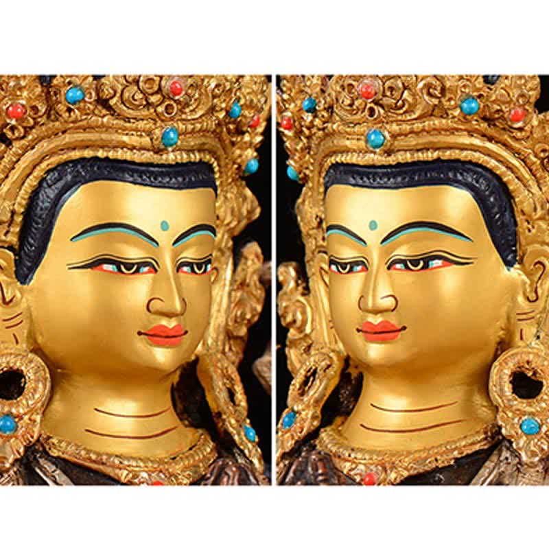 Buddha Stones Bodhisattva Chenrezig Four-armed Avalokitesvara Protection Copper Statue Decoration - image 10