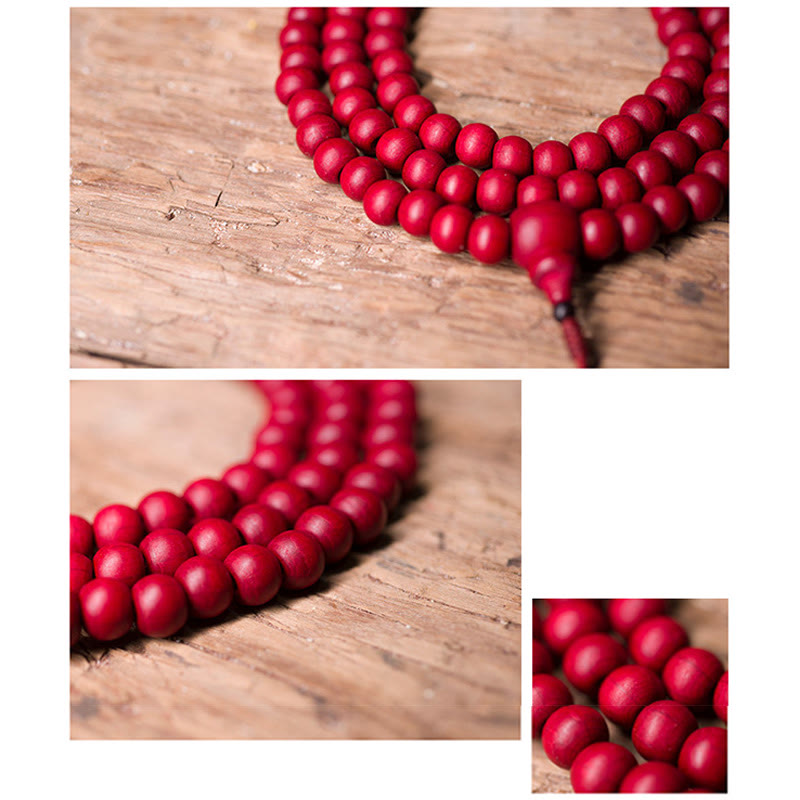 Buddha Stones 108 Mala Beads Natural Abelia Biflora Wood Protection Bracelet - image 9