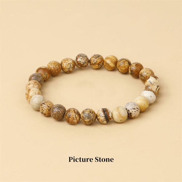 Buddha Stones Natural Stone Quartz Healing Beads Bracelet - 8mm - Picture Stone - image 67