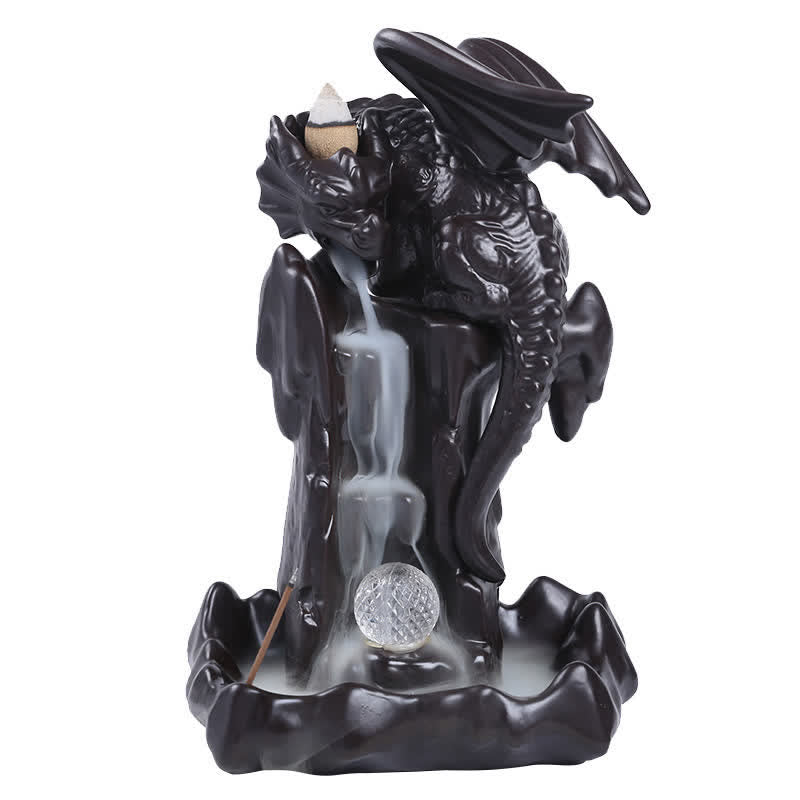 Nordic Dragon Ceramic Backflow Smoke Fountain Meditation Healing Incense Burner Led Ball Decoration - image 10