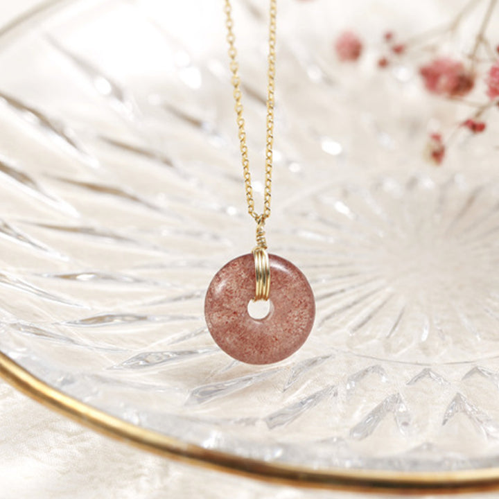 Buddha Stones 925 Sterling Silver Strawberry Quartz Healing Positive Necklace - image 1