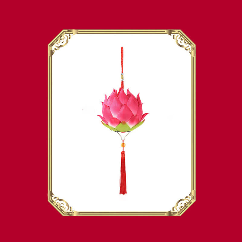 Buddha Stones DIY Lotus Flower Dragon Lantern Tassel Lamp Decoration - image 17